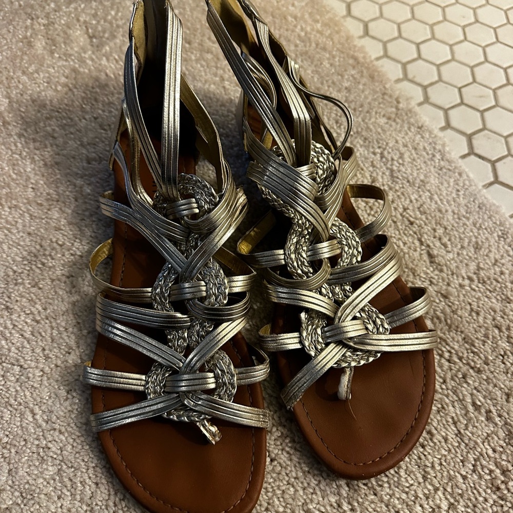 Rampage Silver and Brown Gladiator Sandals